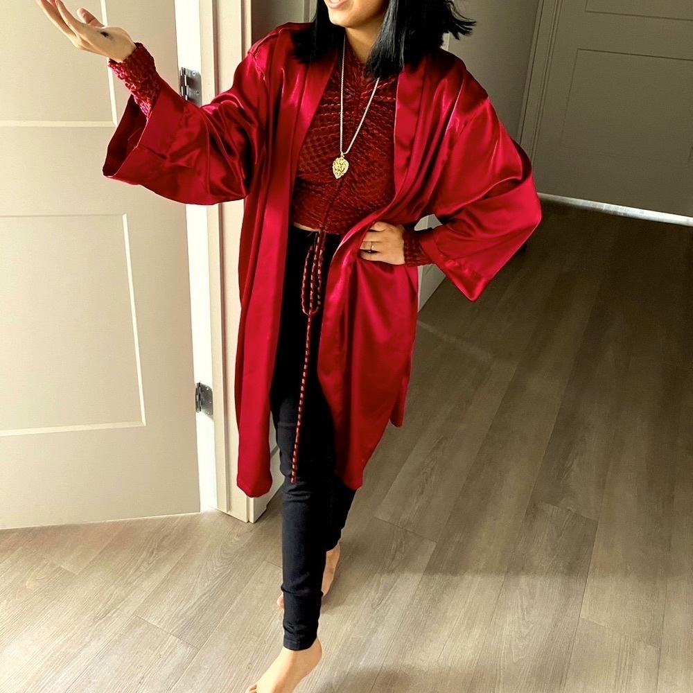 Red Satin Robe - Picture 4 of 4